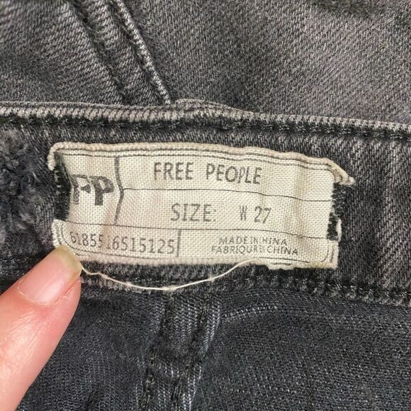 Free People SZ 27 Payton High Waist Studded Jeans Faded Black 80’s Retro Grunge - Picture 14 of 16